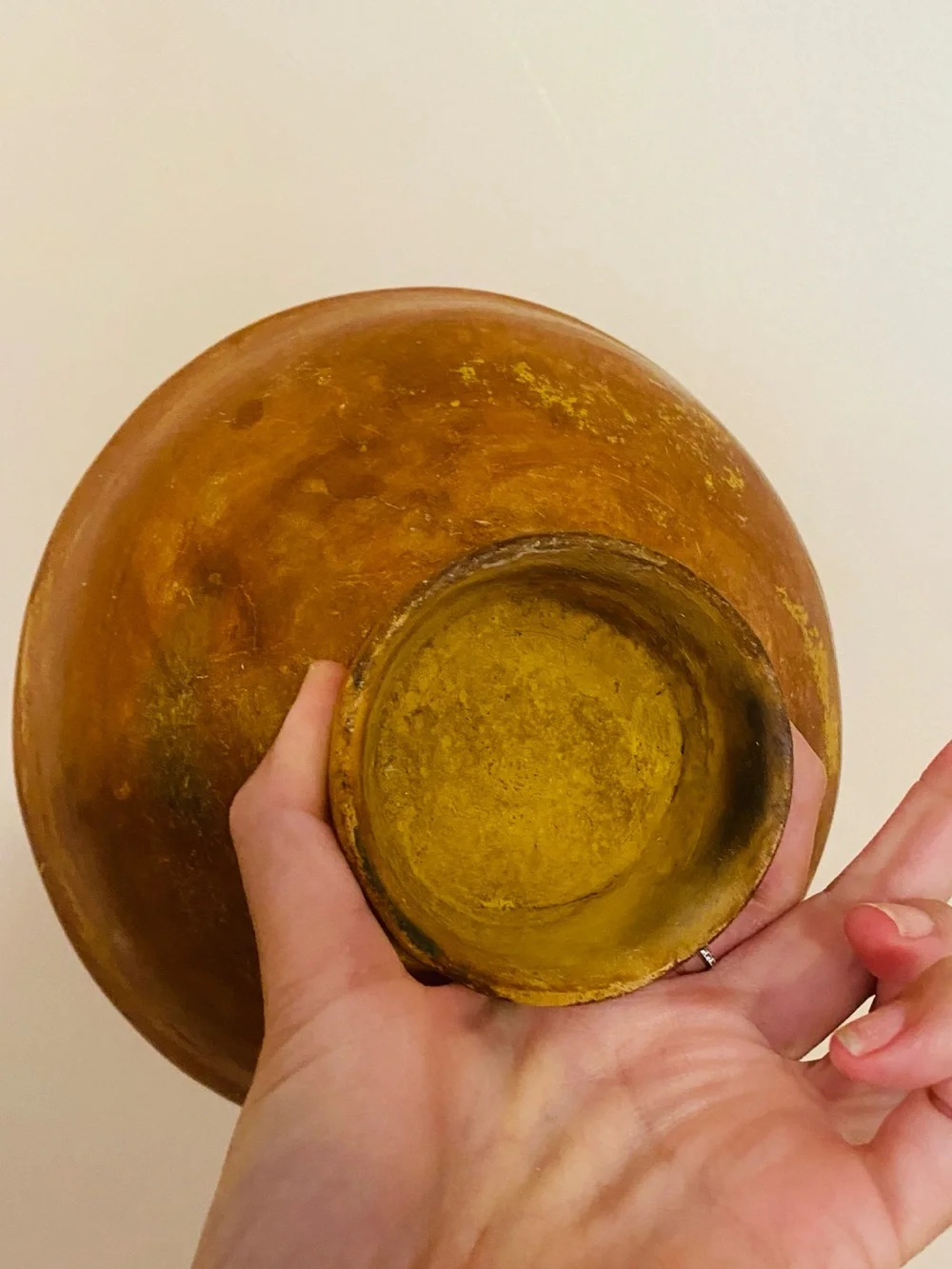 Vintage pottery footed bowl with small chip
